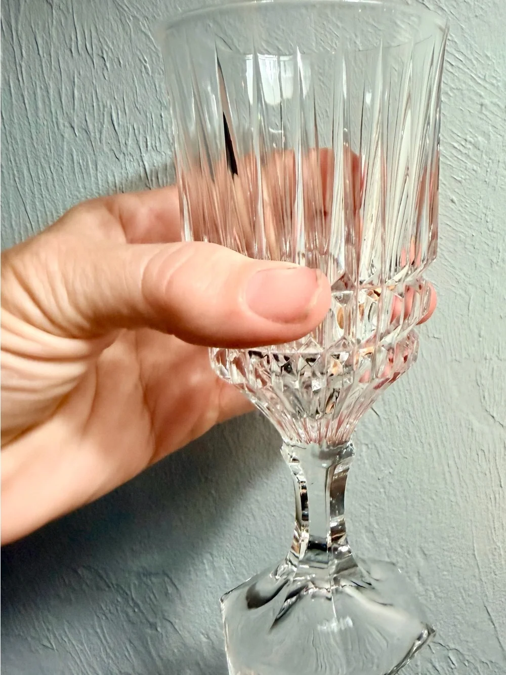 Vintage Clear Cut Crystal Goblets Glassware - Set of 4